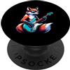 Volpe Chitarra Occhiali Rock Musica Cool Volpe Rock Con Chitarra E Occhiali Divertente PopSockets PopGrip Adesivo