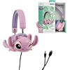 Lexibook, Disney Stitch, Cuffie stereo cablate pieghevoli con limitatore di volume Angel di Disney Stitch, Rosa, HP015D1