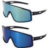 sourcing map 2 occhiali da sole sportivi polarizzati da uomo, per mountain bike, guida, pesca, corsa, montatura nera, abbagliamento oro e blu abbagliante