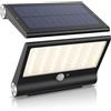 Brandson - Luce Solare LED Esterno, Lampada da parete solare 84 LED SMD, Luce di sicurezza, Sensore di movimento PIR, IP54, 3 temperature di colore, Pannello solare, 280 lumen