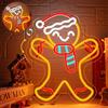 Looklight Insegna al neon a forma di omino di pan di zenzero, per decorazione da parete, luce LED lampeggiante per feste di Natale, camino, camino, camera da letto, soggiorno, casa, negozio, regalo