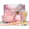 muhogxio Matcha Set di 8 pezzi Macha Tea con scopa, filtro filtro, ciotola, cucchiaio, tappetino per asciugamano da tè, set regalo per la tradizionale preparazione matcha (rosa)