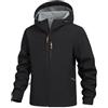 Generico Impermeabile Uomo Antipioggia Parka Invernale Giacche Softshell Elegante Leggeri Tecnico Bici Abbigliamento Casual Sci Giacca Da Moto Giaccone Cappotto Giubbotto Nero L