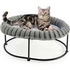 GUUSII HOME Elevato Amaca Lettino per Gatti Rialzato Gatto Sdraio Grande Gattino Divanetto Divano per Cani Taglia Piccola Animale Domestico Brandina con Cuscino Lavabile Cat Bed 58.5*43*21cm(Grigio)