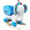 The Rocking Horse Co a Dondolo Elefante - Bianco/Blu - Peluche Finitura - Completo con Suoni - su Solido Legno Rockers