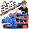 Sternstunde Camion Giocattolo Per Bambini, Con 12 Auto Da Corsa Macchinine Per Bambini, Auto Giocattolo Portatile Camion Dinosauro Per 3, 4, 5, 6 Anni Ragazzi Regalo Ragazzi (Blu)