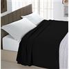 ITALYSWEETHOME Lenzuolo sopra Tinta Unita 100% Cotone Made in Italy Nero (Singolo 150 x 300 cm)