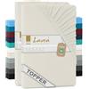 Lavea® Set 2 Lenzuola con Angoli MAYA - Jersey 100% Cotone - Per Letti Standard, Topper, Boxspring e ad Acqua - Con Elastico - OEKO-TEX® - Traspiranti (Bianco Crema, Topper: 200x220cm)