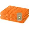 Lavea® 2 Lavette Bagno 30x30 cm in Spugna di Cotone Bio 100% Morbidi e Assorbenti, per Casa Hotel Spa - Ideali anche come Asciugamano Viso e Bidet - Arancione