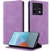 CASAFUNY Custodia per Xiaomi Redmi Note 13 Pro 5G/ Xiaomi Poco X6 Cover a Libro Portafoglio in Pelle PU Protettiva per Xiaomi Poco X6, Flip Caso Custodia per Xiaomi Redmi Note 13 Pro 5G, Viola