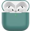 Nemteur Custodia per Airpods 4, Case Protettiva Sottile in Silicone per AirPods 4th 2024 (USB-C) Cover in Silicone Visibile con LED Frontale, Verde Pino