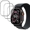 GEEMEE per Apple Watch Ultra 3 (2025)/ Ultra 2 /Ultra 49mm Vetro Temperato, 3 Pack Durezza 9H Copertura Completa Protezione Schermo Vetro Temperato Anti Graffi Protector - Nero