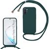 FERLAN Custodia per Samsung Note 10 Plus Cover con Cordino,Silicone Antiurto TPU Morbido Case Corda Collana Necklace Regolabile Stylish con Catena Ultra Sottile Cover per Galaxy Note 10 Plus,Verde scuro