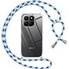 Pnakqil Cover per Honor 400 Smart 5G con Cordino, Trasparente Custodia con Laccio Tracolla Cellulare Girocollo Collana Protettiva per Honor 400 Smart 6.77 Pollic, Blu