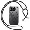Pnakqil Cover per Honor 400 Smart 5G con Cordino, Trasparente Custodia con Laccio Tracolla Cellulare Girocollo Collana Protettiva per Honor 400 Smart 6.77, Nero