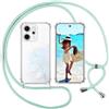 ISOI Cover con Cordino per Oppo Reno 14 5G, Custodia Trasparente con Collana Tracolla Laccio Collo Ultra Sottile Morbido TPU Silicone Antiurto AntiGraffio Case, Verde