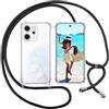 ISOI Cover con Cordino per Oppo Reno 14 5G, Custodia Trasparente con Collana Tracolla Laccio Collo Ultra Sottile Morbido TPU Silicone Antiurto AntiGraffio Case, Nero