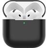 Nemteur Custodia per Airpods 4, Case Protettiva Sottile in Silicone per AirPods 4th 2024 (USB-C) Cover in Silicone Visibile con LED Frontale, Nero