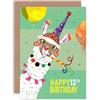 Wee Blue Coo Llama Party Birthday 13th Greetings Card Festa