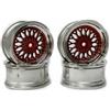 KINGCOO 4 cerchioni RC per auto, diametro 52 mm, rivestimento in plastica, Hex 12 mm, per 1:10 RC On-Road Run-flating Drift Touring Racing Car 1,9 pollici (rosso, argento, offset: 3 mm)