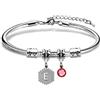 HEYEJET Initials Braccialetto Donne Regali E Lettere Regali iniziale Charms Bracciali per Ragazze Compleanno Natale Festa della Mamma Gioielli Regalo per Figlia Sorella Mamma Zia Bracciale d'argento (E)