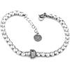Flowers Bracciale Tennis interamente in acciaio inossidabile con letera iniziale nome. Disponibile in due colorazioni oro e argento (Argentato, D)