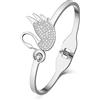 YAYAKO Bracciale di Cristallo del Cigno Bracciali in Acciaio Inossidabile Bangle Gioielli Regali Delicati del Cigno per Donna Ragazze Bracciali di Fascino (Argento Placcato)