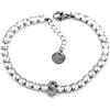 Flowers Bracciale Tennis interamente in acciaio inossidabile con letera iniziale nome. Disponibile in due colorazioni oro e argento (Argentato, S)