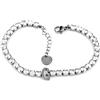 Flowers Bracciale Tennis interamente in acciaio inossidabile con letera iniziale nome. Disponibile in due colorazioni oro e argento (Argentato, G)