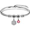 HEYEJET Initials Braccialetto Donne Regali R Lettere Regali iniziale Charms Bracciali per Ragazze Compleanno Natale Festa della Mamma Gioielli Regalo per Figlia Sorella Mamma Zia Bracciale d'argento (R)