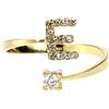 Flowers Anello in Acciaio Regolabile colore argentato o dorato con Lettera iniziale Nome e Punto Luce. Lettera ricoperta di piccoli strass brillanti (Dorato E)