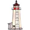 Bieye L30770 Lampada da tavolo in vetro colorato in stile Tiffany, con faro di Peggy's Cove, luce notturna per la decorazione della casa(Rosso, 13 x 13 x 23 cm (L x P x H))