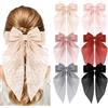 Fnaobai 6 fermagli per capelli grandi con fiocco vintage, grandi fermagli per capelli in raso oversize con coda lunga, accessori estetici per donne e ragazze