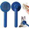 Qaestuan Spazzola per Cani e Gatti, Spazzola Cani Autopulente per Animali Domestici, Prise Ergonomique, un Pulsante Rimuovere i Peli, Togliere Eccesso e Morti Peli Animali (Blu Scuro)