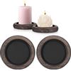 JIZZU Porta Candele, 2 Pezzi Centro Tavola Moderno in Noce, Candeliere Vintage Nero, Portacandele Legno Per Matrimoni, Decorazione Della Tavola E Del Soggiorno (Nero)