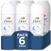 Dove Deodorante roll on classico anti-traspirante da donna con ¼ di crema idratante per 48 ore di protezione dal sudore e fragranza di lunga durata, 6 x 50 ml