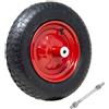 BAKAJI Ruota Pneumatica per Carriola 35 cm Gomma 3.50-8 + Asse Lungo 210 mm Incluso