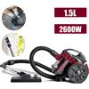 Seeiswork Aspirapolvere cilindrico senza sacco, collettore di polveri per tappeti con filo, motore per animali domestici ad alta potenza da 2600 W, tazza di raccolta polvere da 1,5 litri - 2600W