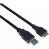 PremiumCord Cavo di Collegamento Micro USB 3.0 2m, USB A Maschio a Micro B Maschio, Cavo Dati USB 3.0 Superspeed 5 Gbit/s, 9 Pin, 3X Schermato, AWG28, Colore Nero, 2m