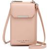 REETEE Borsa a Tracolla Donna in Pelle - Portafoglio Piccola Pochette Portamonete con Porta Cellulare (Rosa)