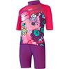 Speedo Bambina Learn to Swim Sun Protection Top & Short Rash Guard Set, Magic Sangria/Cherry Rosa/Sweet Taro, 6-9 M