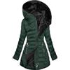 Generic Cappotto Donna Invernale Con Cappuccio Foderati Giubbotto Lungo Spessa Elegante Giacca Antivento In Pile Termici Casual Cappotto Piumino 100 Grammi Lungo Imbottito Con Tasche E Coulisse (A05-Green, L)