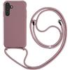 Keteen Cover per Samsung Galaxy S25 Plus con Collana Custodia con Cordino Corda Silicone Case Bumper Regolabile Staccabile Shock Absorption Antiscivolo Protettiva Custodia per Samsung S25 Plus-Rosa