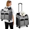 PETCUTE Zaino Trolley per Cani e Gatti,Zaino Portatile per Cani con Tasche Frontali,Multifunzionale,Traspirante Zaino per Gatti Grande con Ruote,Zaino per Animali Domestici,Tappetino Rimovibile