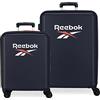 Reebok Roxbury Set Valigia Blu 55/70 cm ABS Rigido Chiusura TSA Integrata 119.4L 6 kg 4 Doppie Ruote Bagaglio a Mano