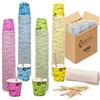 Caffetti Set 500 Bicchierini Caffè + 500 Palette - Bicchieri 75 ml 2,5 oz in Carta Colorati e Palettine Usa e Getta Riciclabili, per Ristoranti, Ufficio, Asporto, Bar, Espresso