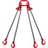 VEVOR Imbracatura a catena di sollevamento a 4 gambe con ganci e regolatori, 6 mm x 150 cm, Capacità di carico 2993 kg, Grado 80 per carrello elevatore, Paranco a motore, Banchina, Cantiere, Fabbrica