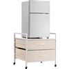 VEVOR Supporto per Mini Frigo su Ruote Porta Frigo con Capacità di Carico di 80 kg, Tavolo per Mini Frigo con 2 Cassetti e 4 Ruote Girevoli, Ripiano Mobile per Frigo per Dormitorio Ufficio Bianco