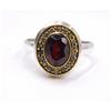 Naturale Garnet&c.z. Pietra 925 Argento Sterling Bicolore Fatto Anello 7.8US