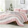 Litanika Set di biancheria da letto per ragazze, 3 pezzi, colore bianco cipria, tinta unita, leggero, da donna